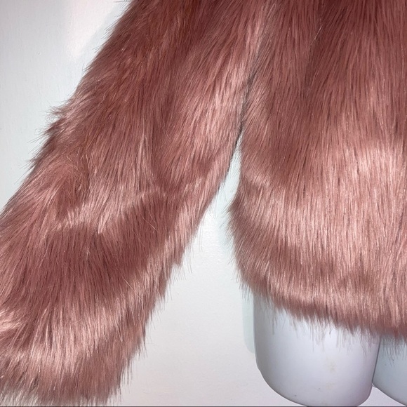 Forever 21 Faux Fur Pink Maeve Open Front Jacket L - Picture 4 of 5